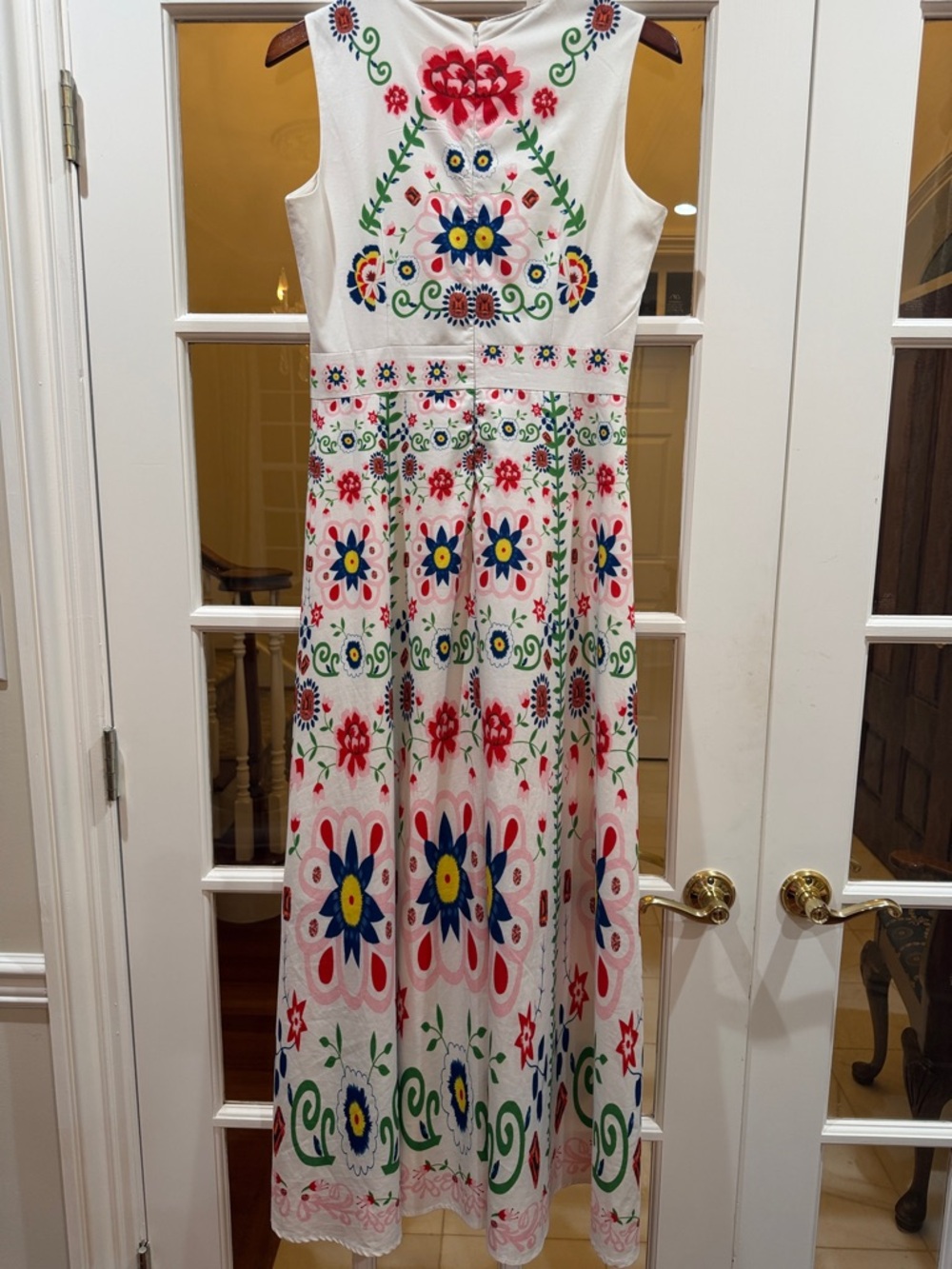 Vicky and Lucas Anthropologie Boho Folk Art Floral Maxi Dress Festival S